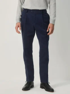 Navy Blue Slim Fit Corduroy Suit Trousers