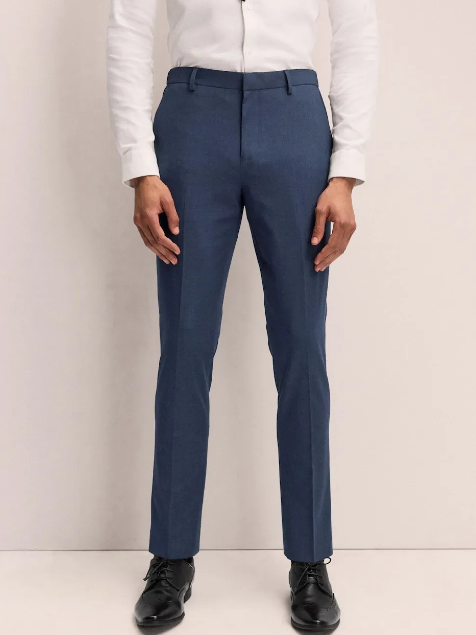Navy Blue Slim Fit Elasticated Waist Motionflex Stretch Smart Trousers