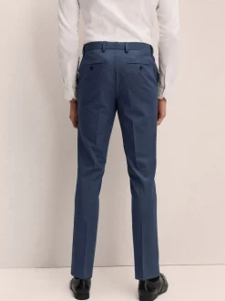 Navy Blue Slim Fit Elasticated Waist Motionflex Stretch Smart Trousers