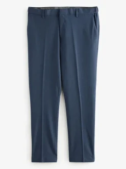 Navy Blue Slim Fit Elasticated Waist Motionflex Stretch Smart Trousers