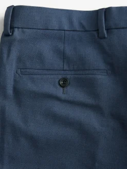Navy Blue Slim Fit Elasticated Waist Motionflex Stretch Smart Trousers