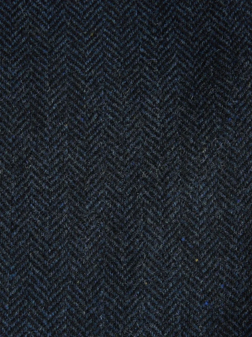 Navy Blue Slim Fit Herringbone Wool Blend Suit Trousers