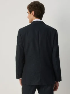 Navy Blue Slim Fit Jacquard Pattern Tuxedo Suit Jacket