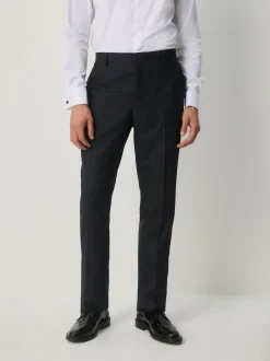 Navy Blue Slim Fit Jacquard Pattern Tuxedo Suit Trousers