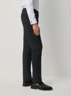 Navy Blue Slim Fit Jacquard Pattern Tuxedo Suit Trousers