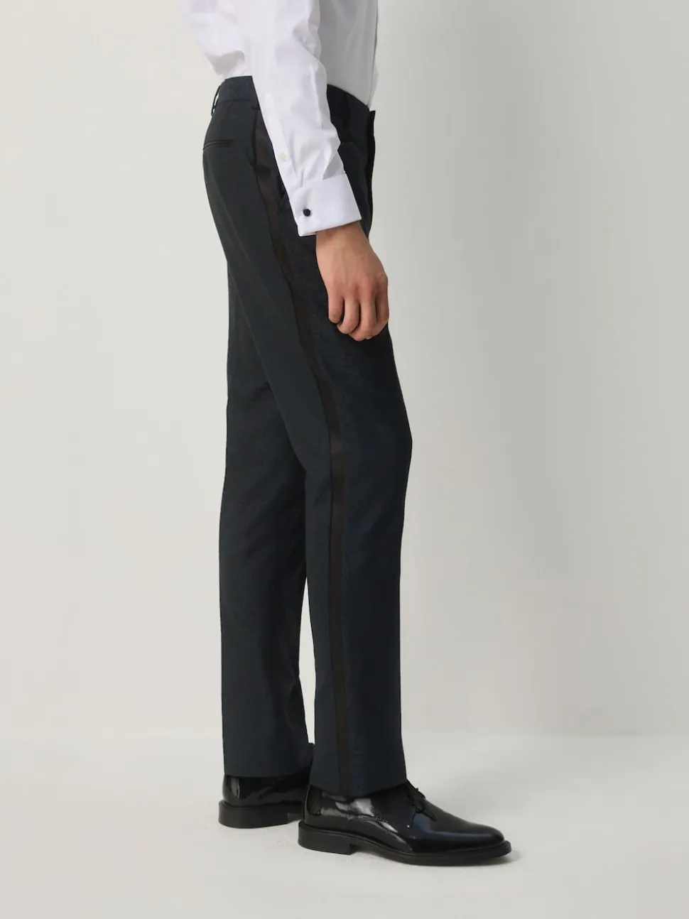 Navy Blue Slim Fit Jacquard Pattern Tuxedo Suit Trousers