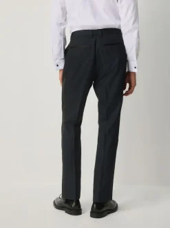 Navy Blue Slim Fit Jacquard Pattern Tuxedo Suit Trousers