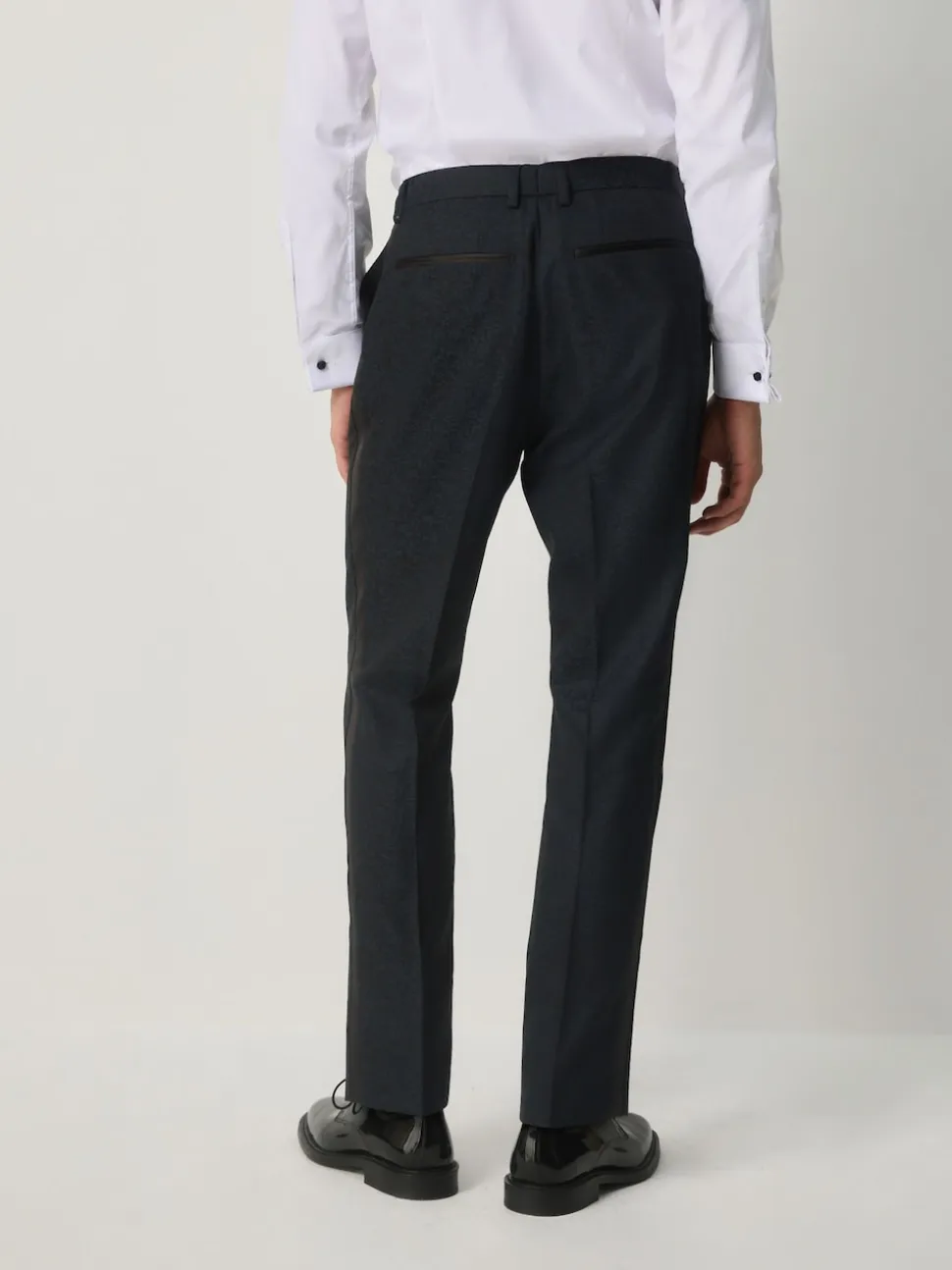 Navy Blue Slim Fit Jacquard Pattern Tuxedo Suit Trousers