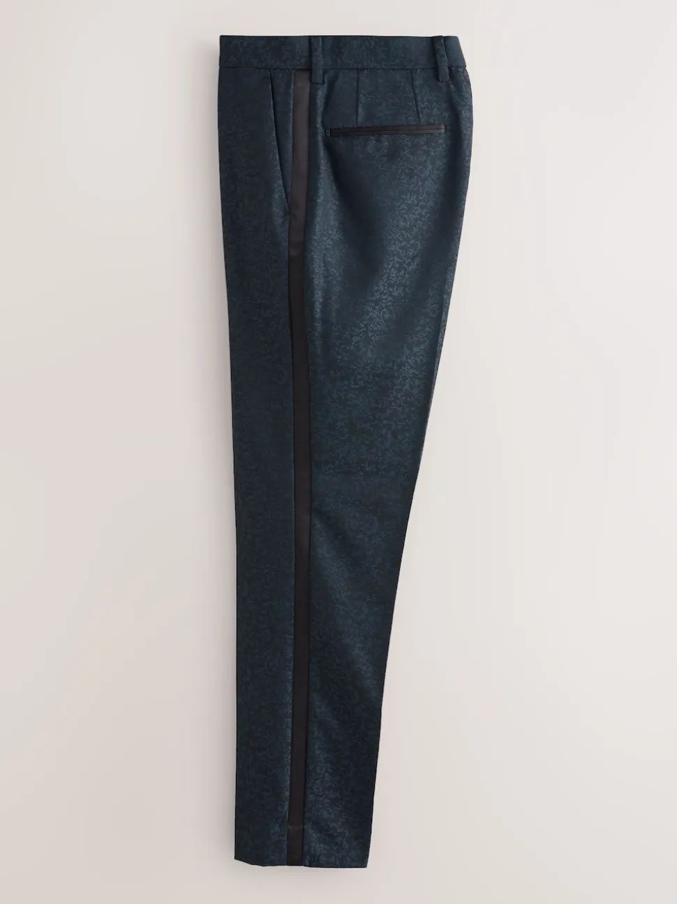Navy Blue Slim Fit Jacquard Pattern Tuxedo Suit Trousers