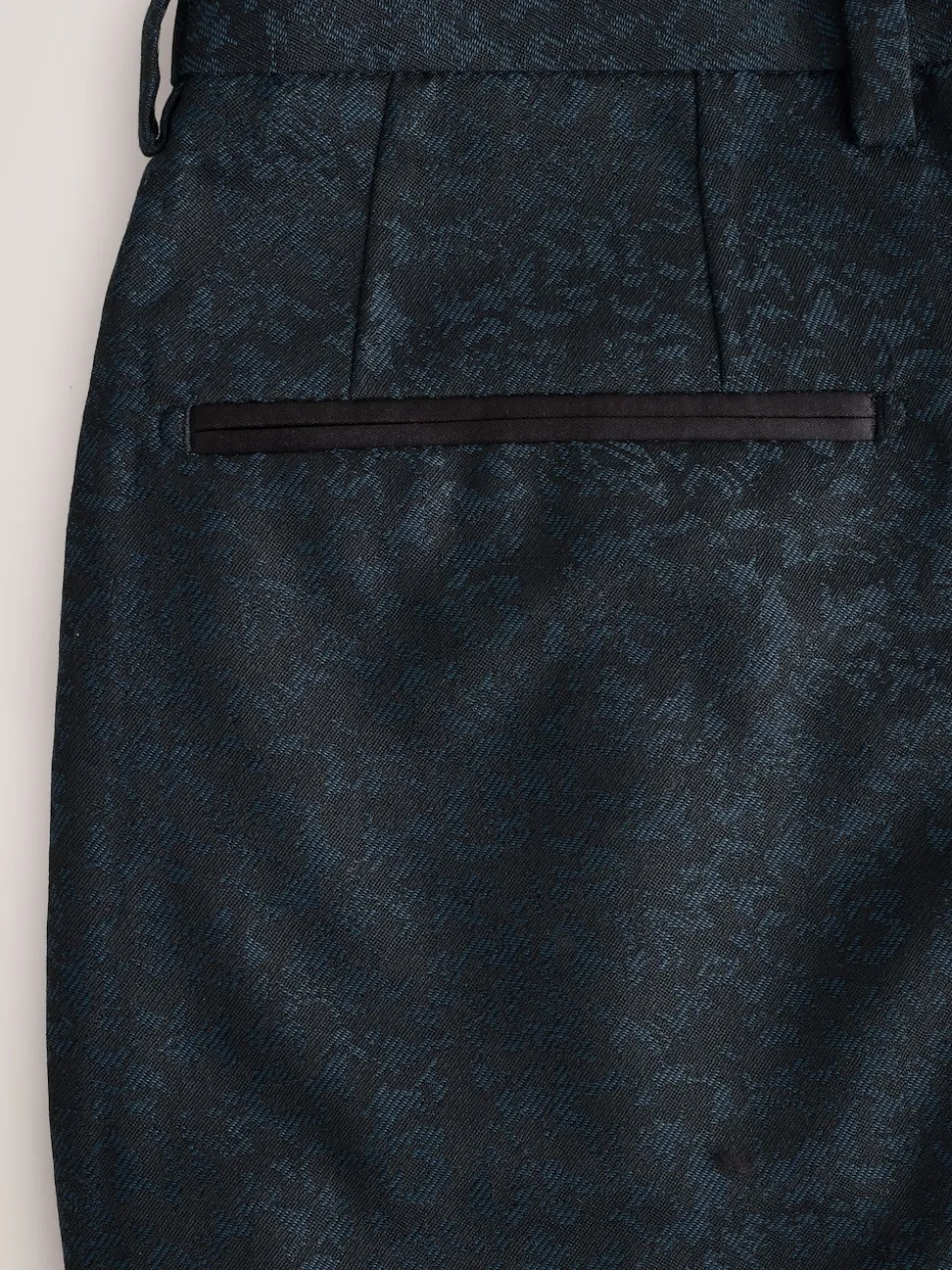 Navy Blue Slim Fit Jacquard Pattern Tuxedo Suit Trousers