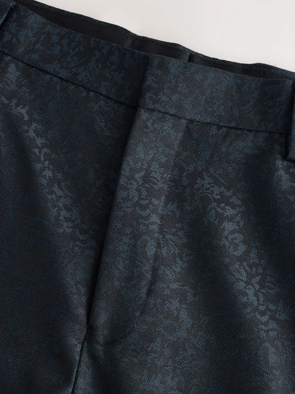 Navy Blue Slim Fit Jacquard Pattern Tuxedo Suit Trousers