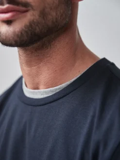 Navy Blue Slim Fit Long Sleeve Crew Neck T-Shirt