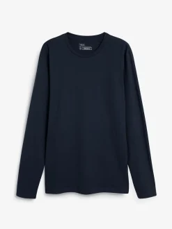 Navy Blue Slim Fit Long Sleeve Crew Neck T-Shirt