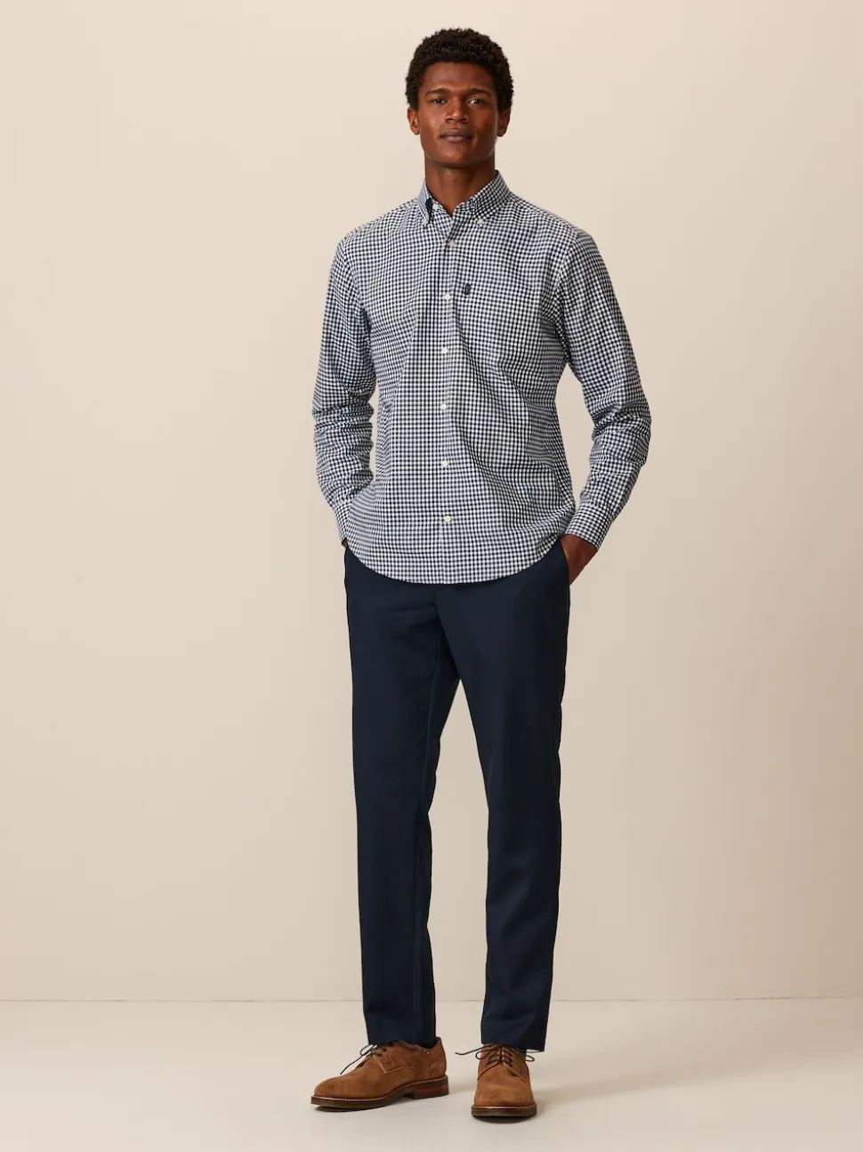 Navy Blue Slim Fit Plain Front Smart Trousers 2 Pack