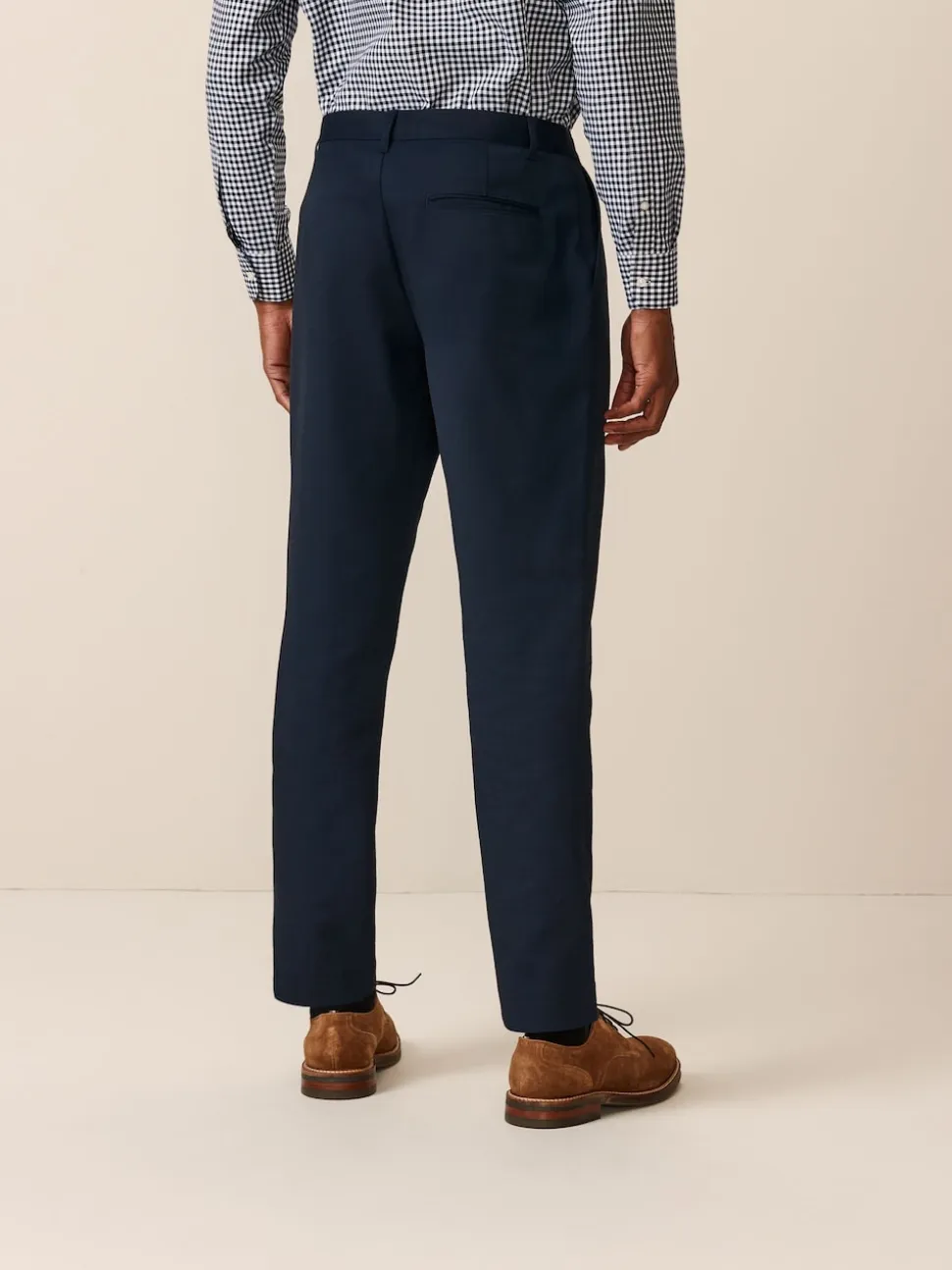Navy Blue Slim Fit Plain Front Smart Trousers 2 Pack