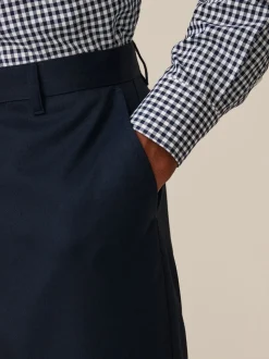 Navy Blue Slim Fit Plain Front Smart Trousers 2 Pack