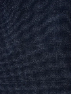 Navy Blue Slim Fit Signature Marzotto 100% Italian Wool Check Suit Trousers
