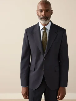 Navy Blue Slim Fit Signature Nova Fides 100% Italian Wool Suit Jacket