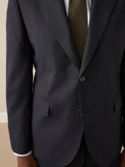 Navy Blue Slim Fit Signature Nova Fides 100% Italian Wool Suit Jacket