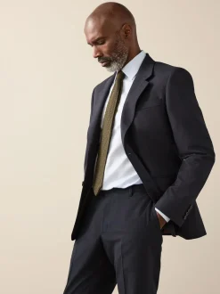 Navy Blue Slim Fit Signature Nova Fides 100% Italian Wool Suit Jacket