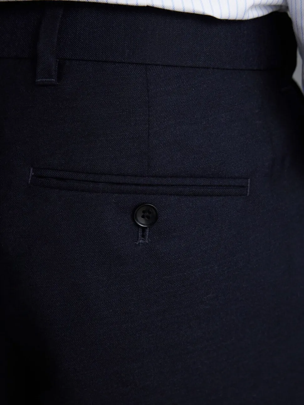 Navy Blue Slim Fit Signature 100% Wool Trousers With Motion Flex Waistband