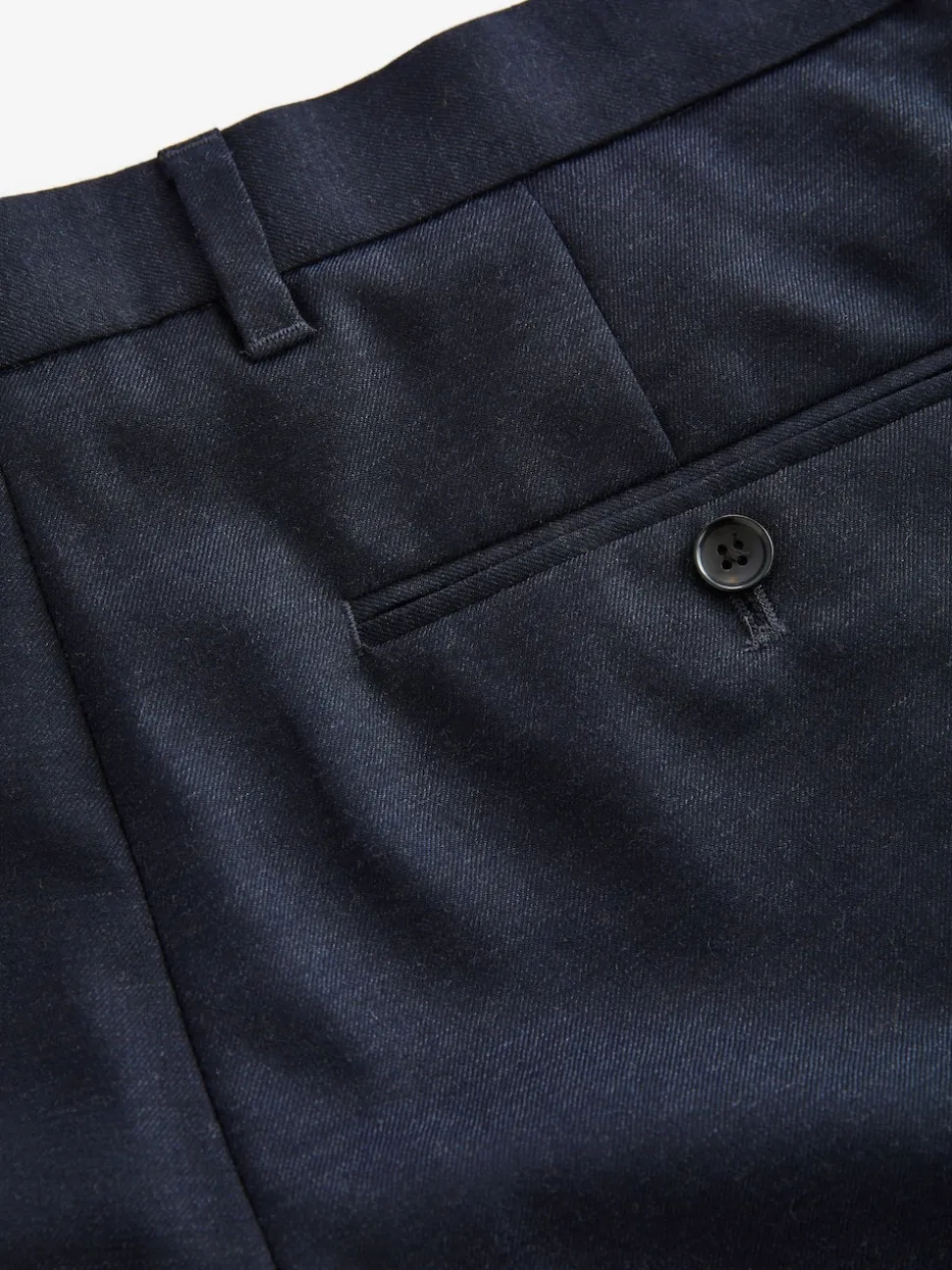 Navy Blue Slim Fit Signature 100% Wool Trousers With Motion Flex Waistband
