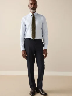 Navy Blue Slim Fit Slim Fit Signature Nova Fides 100% Italian Wool Suit Trousers