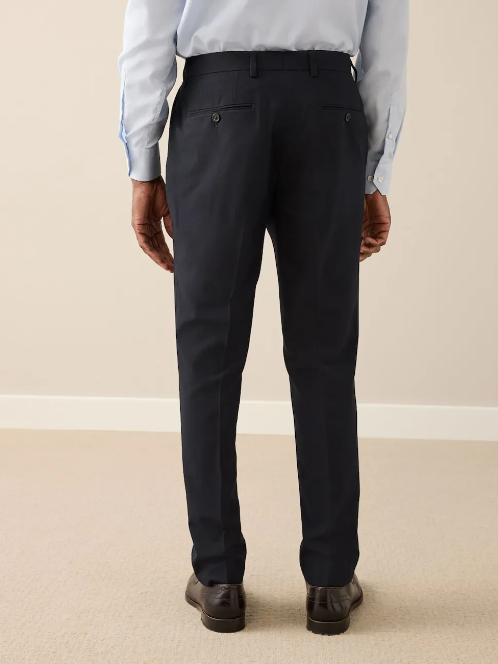 Navy Blue Slim Fit Slim Fit Signature Nova Fides 100% Italian Wool Suit Trousers