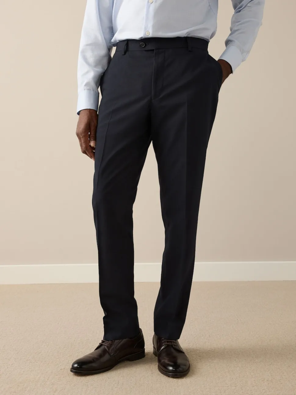 Navy Blue Slim Fit Slim Fit Signature Nova Fides 100% Italian Wool Suit Trousers