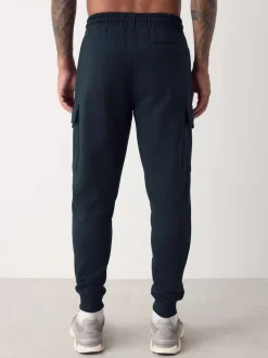 Navy Blue Slim Fit Slim Fit Brushback Heavyweight Cargo Joggers