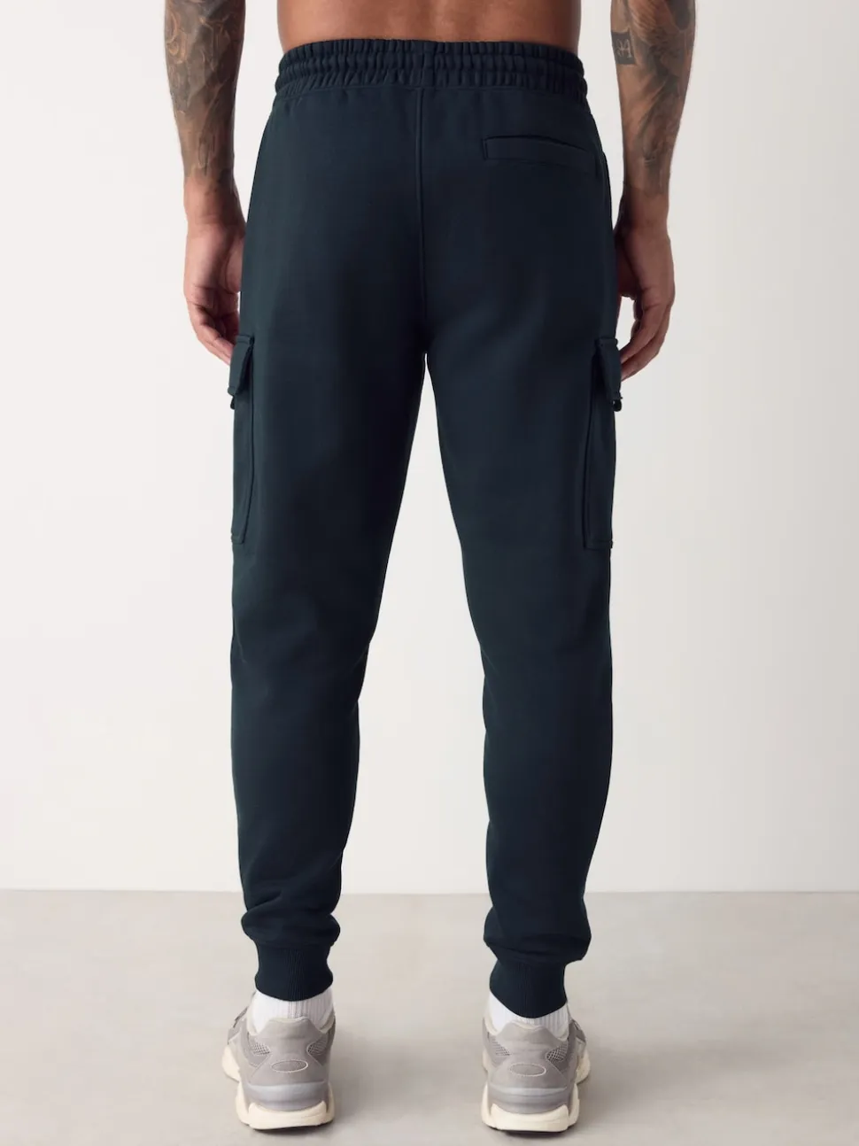 Navy Blue Slim Fit Slim Fit Brushback Heavyweight Cargo Joggers
