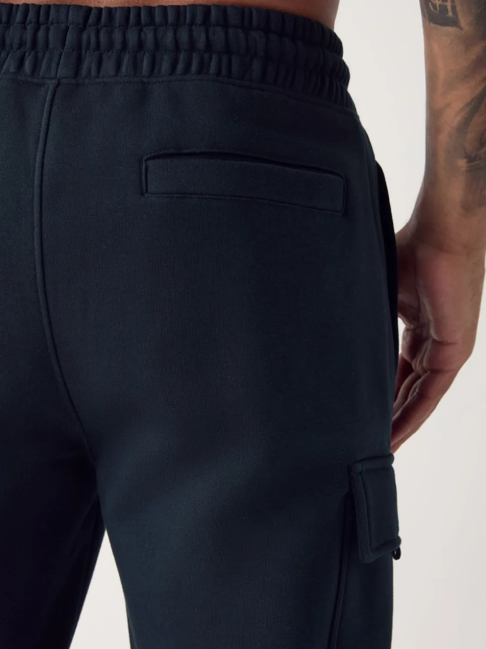 Navy Blue Slim Fit Slim Fit Brushback Heavyweight Cargo Joggers