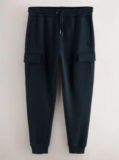 Navy Blue Slim Fit Slim Fit Brushback Heavyweight Cargo Joggers