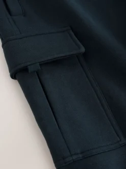 Navy Blue Slim Fit Slim Fit Brushback Heavyweight Cargo Joggers