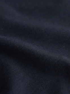 Navy Blue Slim Fit Smart Elasticated Waistband Trousers With Wool Content
