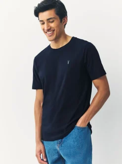 Navy Blue Slim Fit Stag T-Shirt