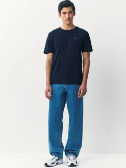 Navy Blue Slim Fit Stag T-Shirt
