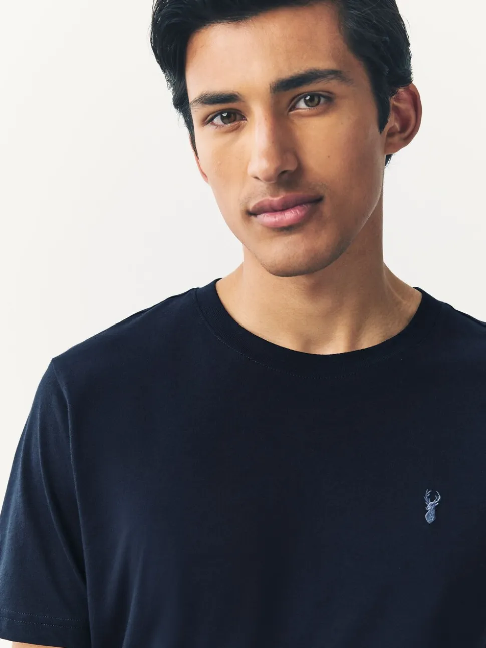 Navy Blue Slim Fit Stag T-Shirt