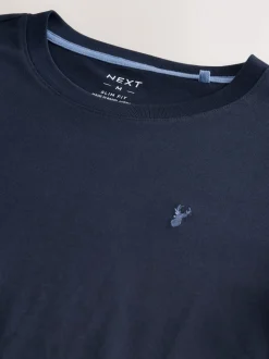 Navy Blue Slim Fit Stag T-Shirt