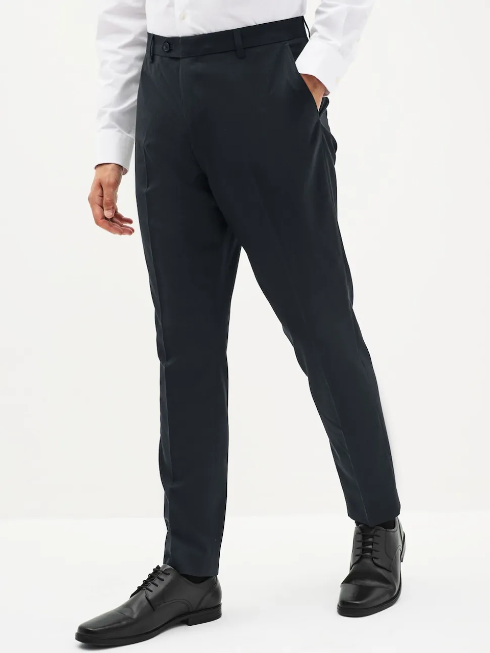 Navy Blue Slim Fit Stretch Smart Trousers