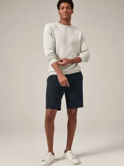 Navy Blue Slim Fit Stretch Chinos Shorts