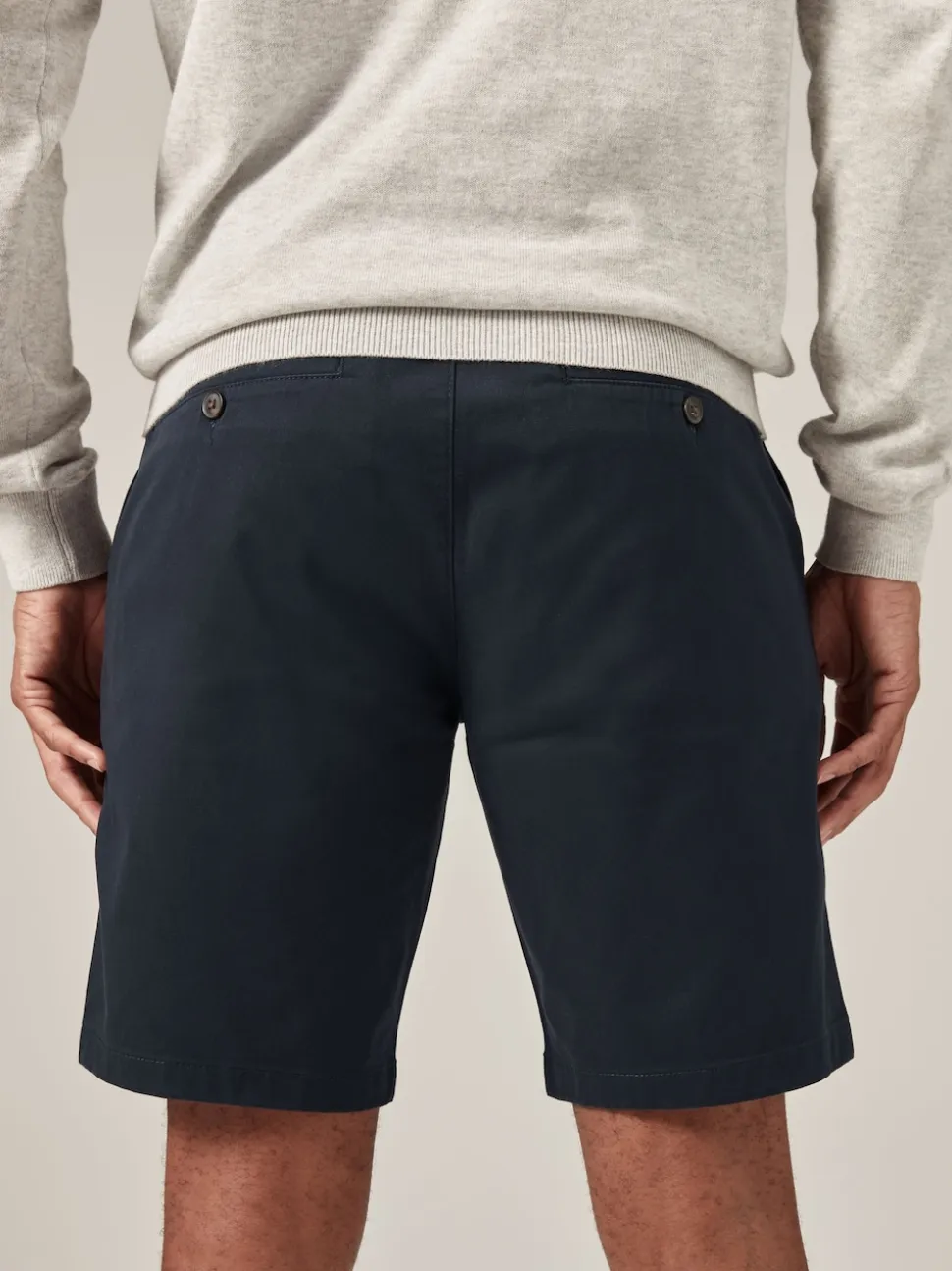Navy Blue Slim Fit Stretch Chinos Shorts