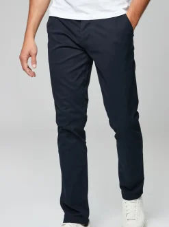 Navy Blue Slim Fit Stretch Chinos Trousers