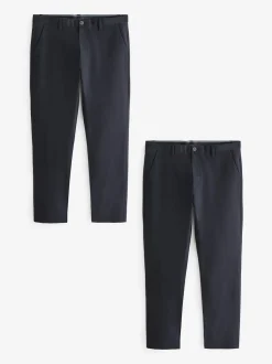Navy Blue Slim Fit Stretch Chino Trousers 2 Pack