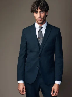 Navy Blue Slim Fit Two Button Suit Jacket