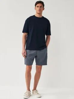 Navy Blue Slim Fit Zip Pocket Jersey Shorts