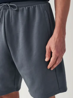 Navy Blue Slim Fit Zip Pocket Jersey Shorts