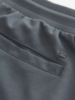 Navy Blue Slim Fit Zip Pocket Jersey Shorts
