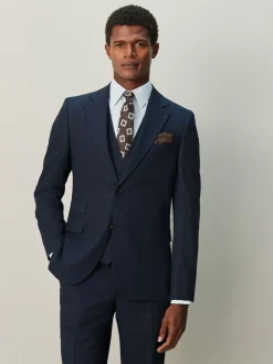 Navy Blue Slim Ft Check Suit Jacket