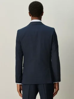 Navy Blue Slim Ft Check Suit Jacket